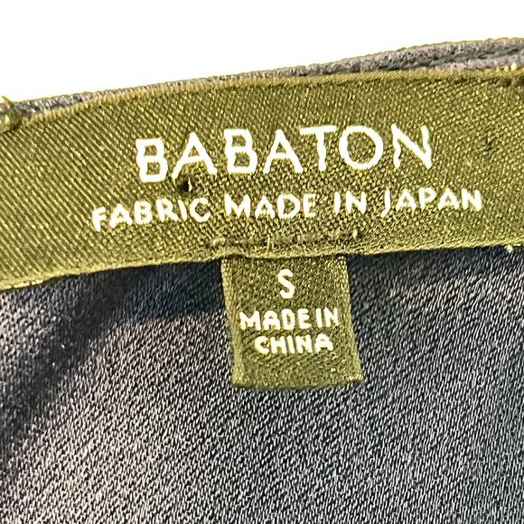 Aritzia Babaton Chaplin Flutter Sleeve Blouse Top Dark Blue S Pullover Keyhole - Picture 4 of 11